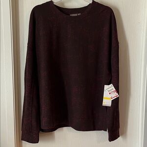 Zella Brown & Pink Animal Print Long Sleeve Crewneck Sweatshirt NWT Large